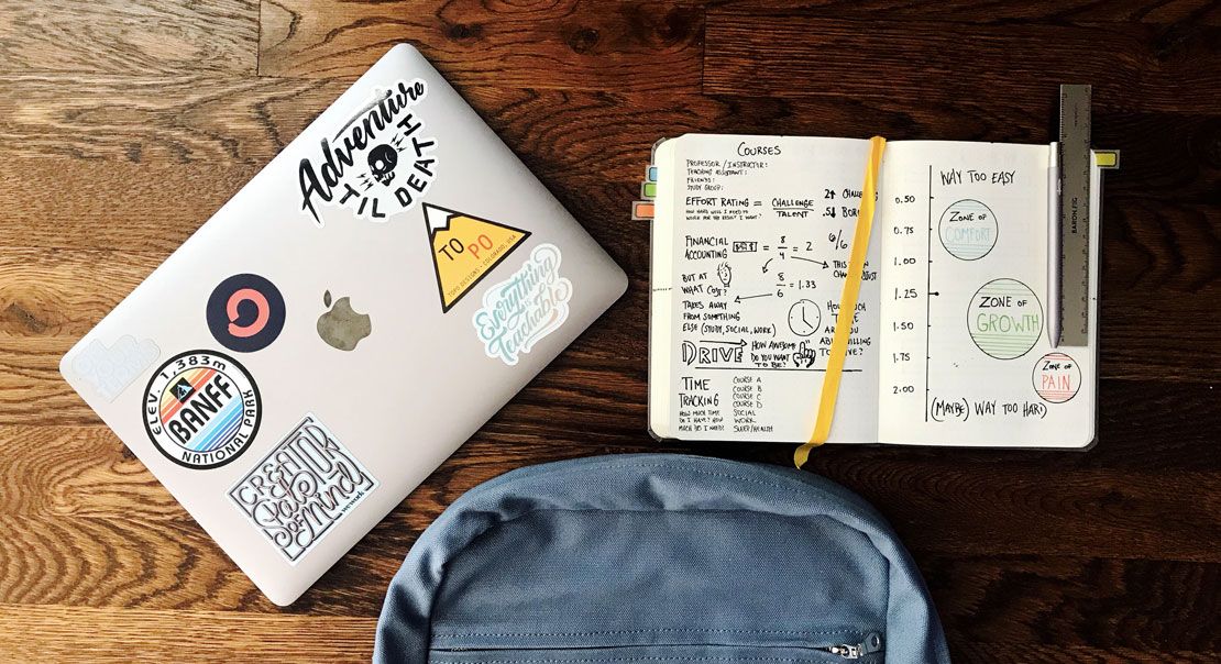 Backpack with Laptop and Book